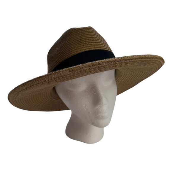 Women's OSFM Beige Paper Braided Fedora With A Bow Band - Picture 4 of 10